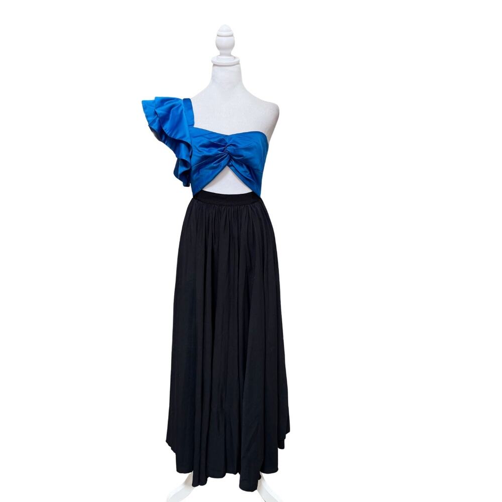 Amur Cleopatra Pleated Midi Dress 2 Blue Black - Picture 3 of 7